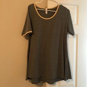 LuLaRoe Medium grey perfect tee with yellow trim